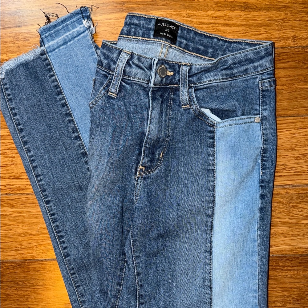 Just Black Two-Tone Blue Skinny Jeans